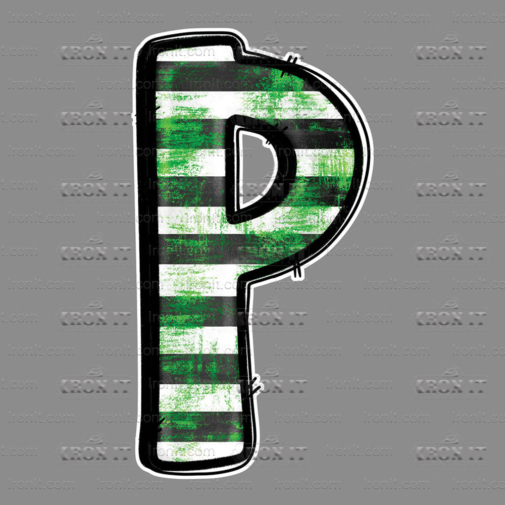 P Black & White Stripes With Green