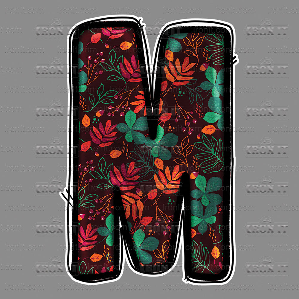 M Teal, Brown, Magenta & Orange Leaves
