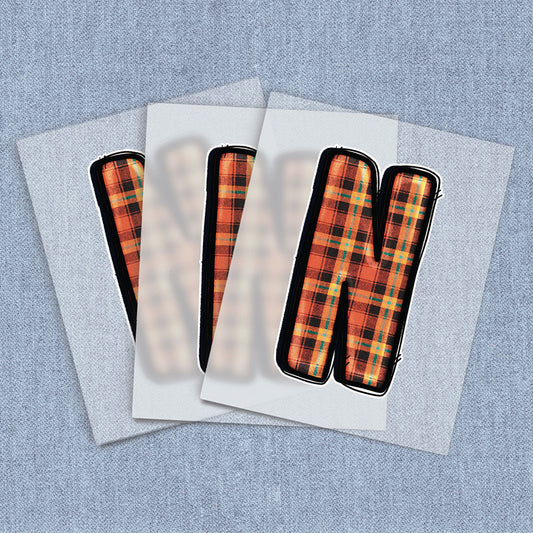 N Orange, Black & Teal Plaid