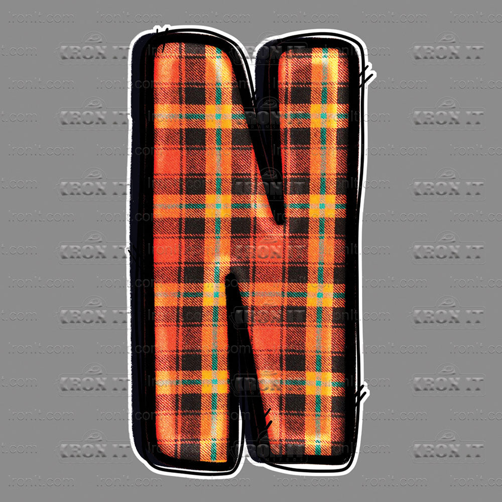 N Orange, Black & Teal Plaid