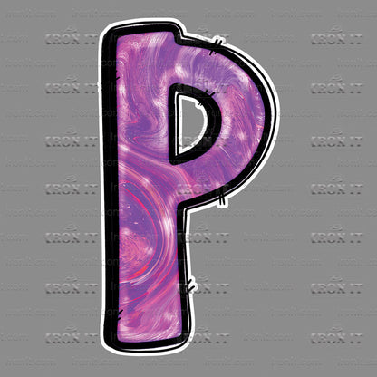 P Pink & Purple Swirls