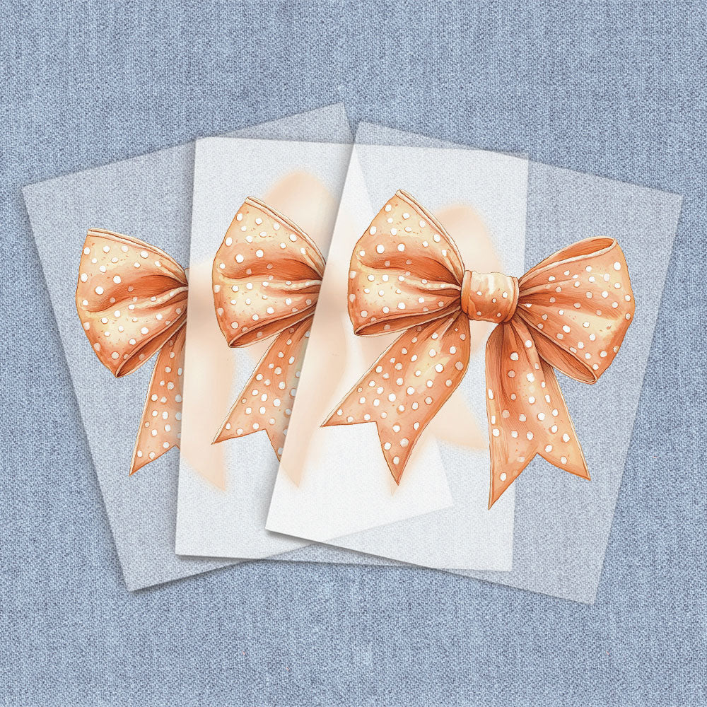 Watercolor Orange Polka Dots Coquette Bow
