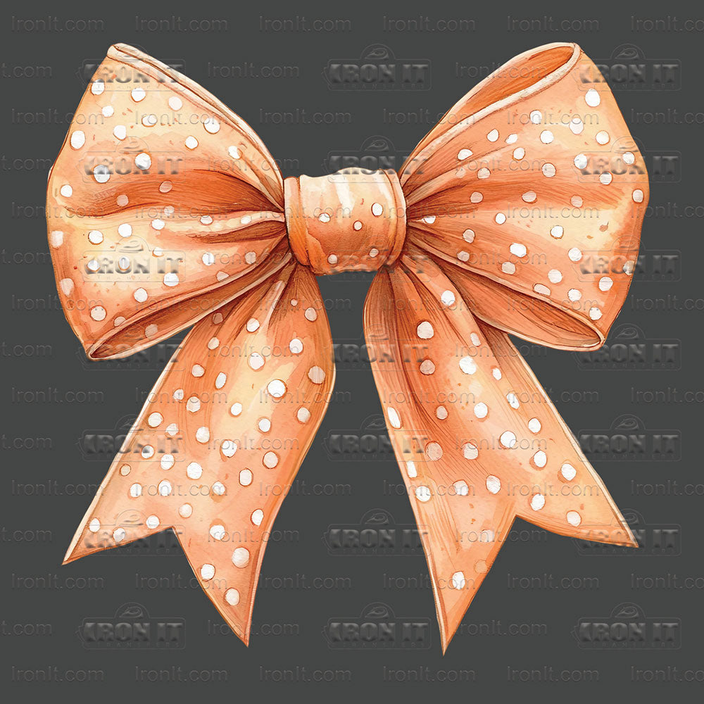 Watercolor Orange Polka Dots Coquette Bow