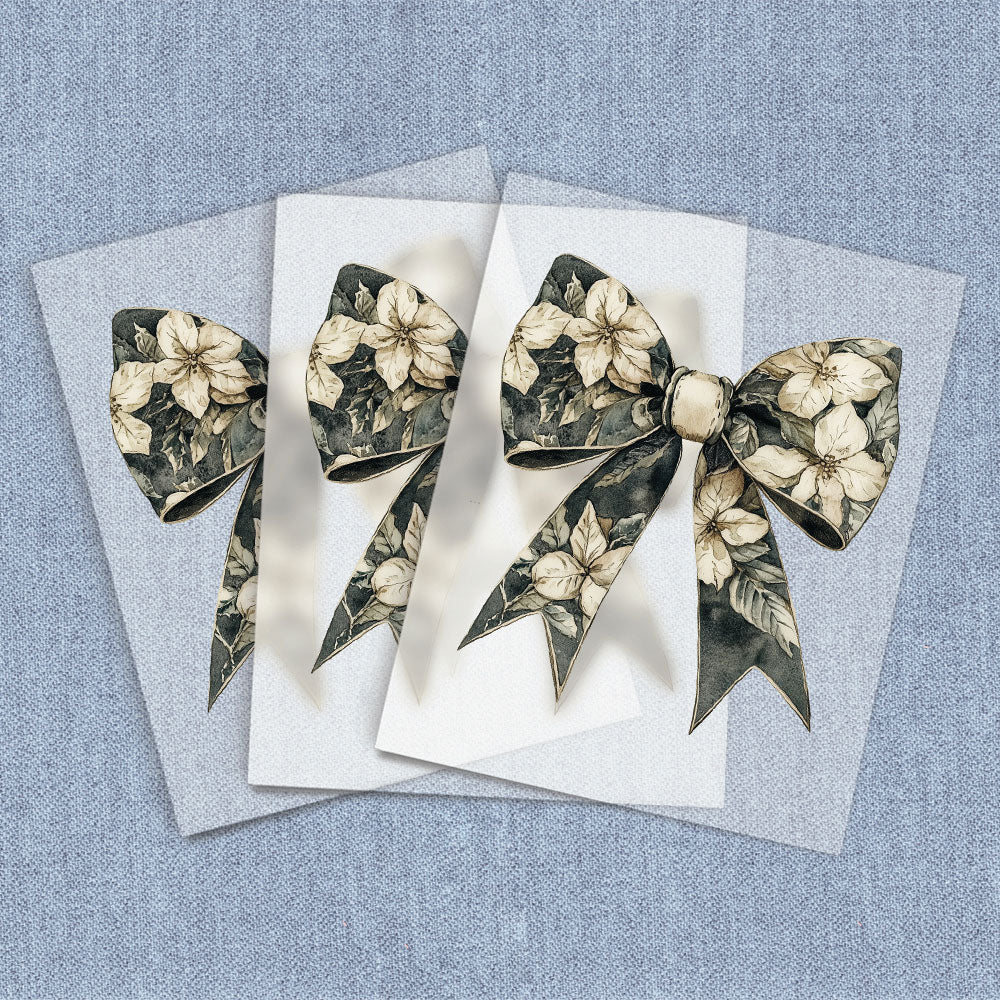 Black & Tan Flowers Coquette Bow