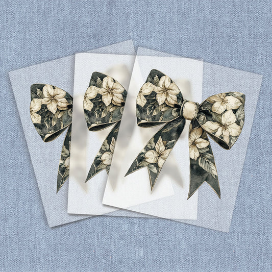 Black & Tan Flowers Coquette Bow