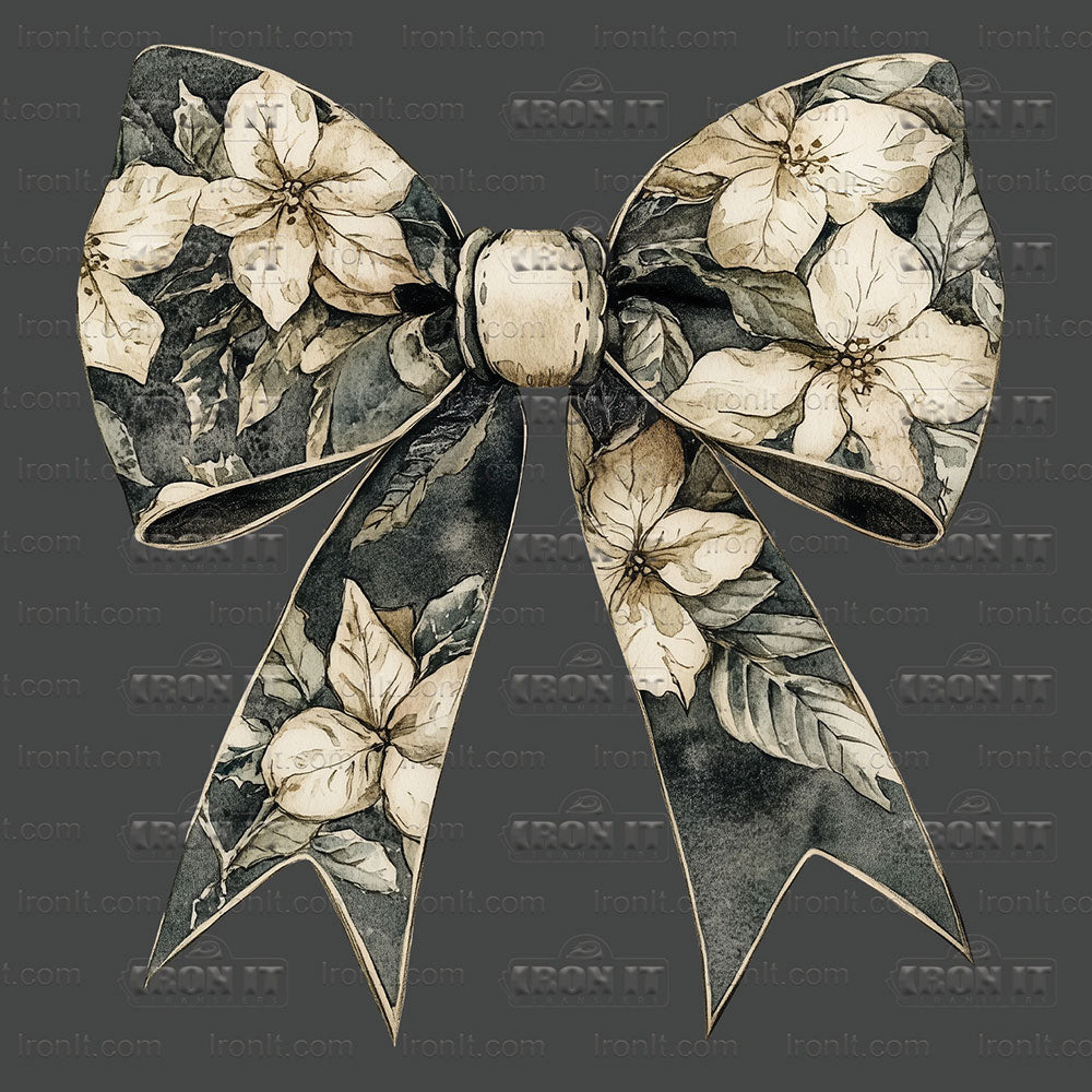 Black & Tan Flowers Coquette Bow