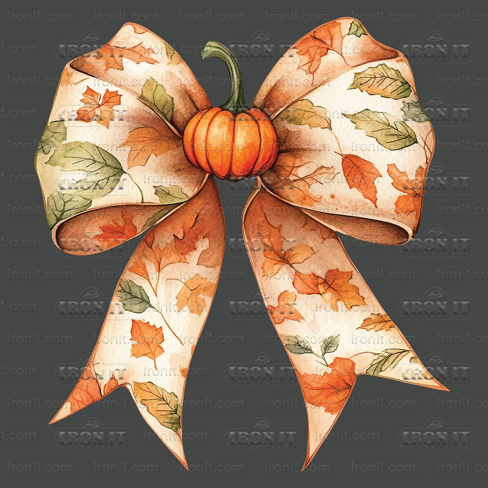 Fall Pumpkin & Leaves Coquette Bow