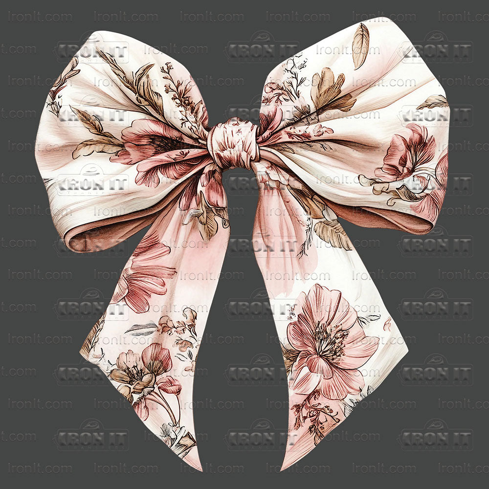 Pastel With Pink Flowers Coquette Bow