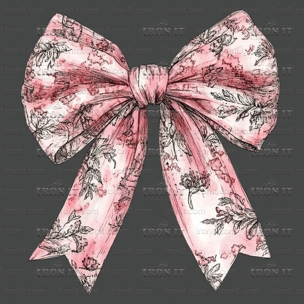 Pink & Black Flowers Coquette Bow