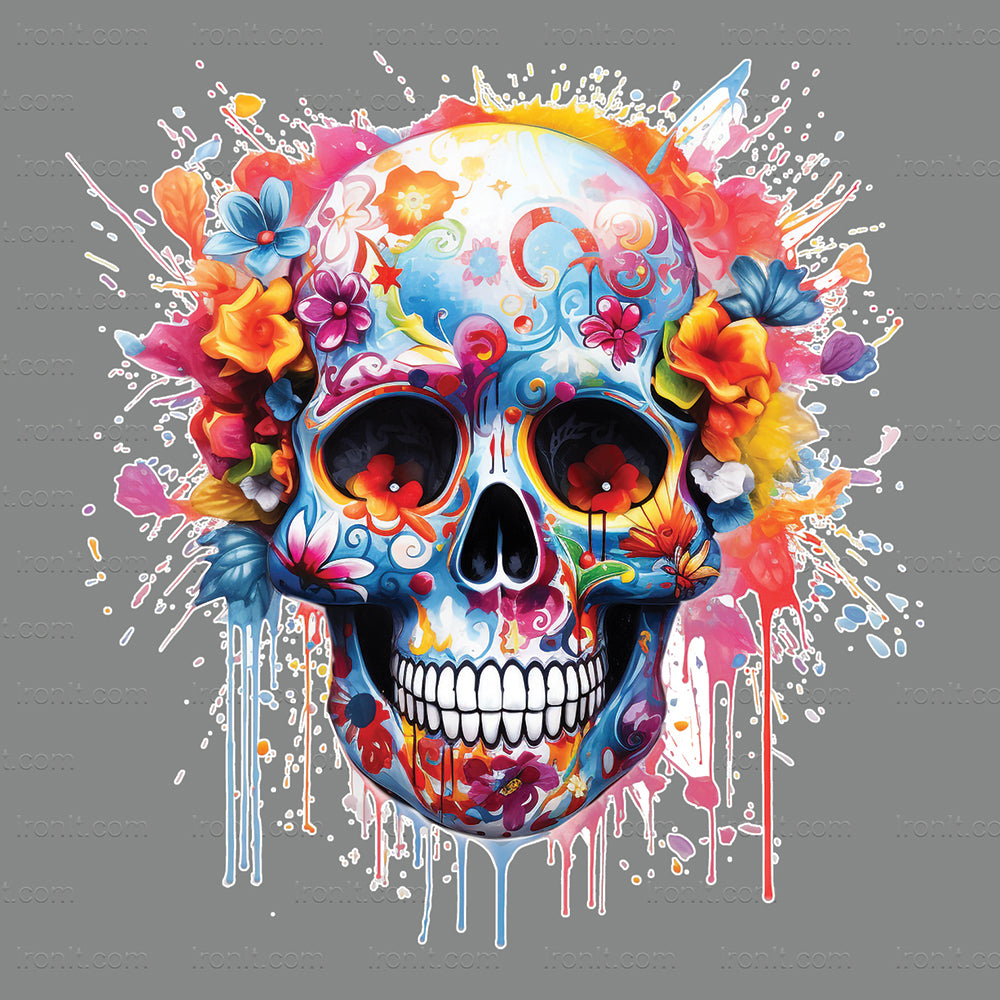 Neon Floral Sugar Skull