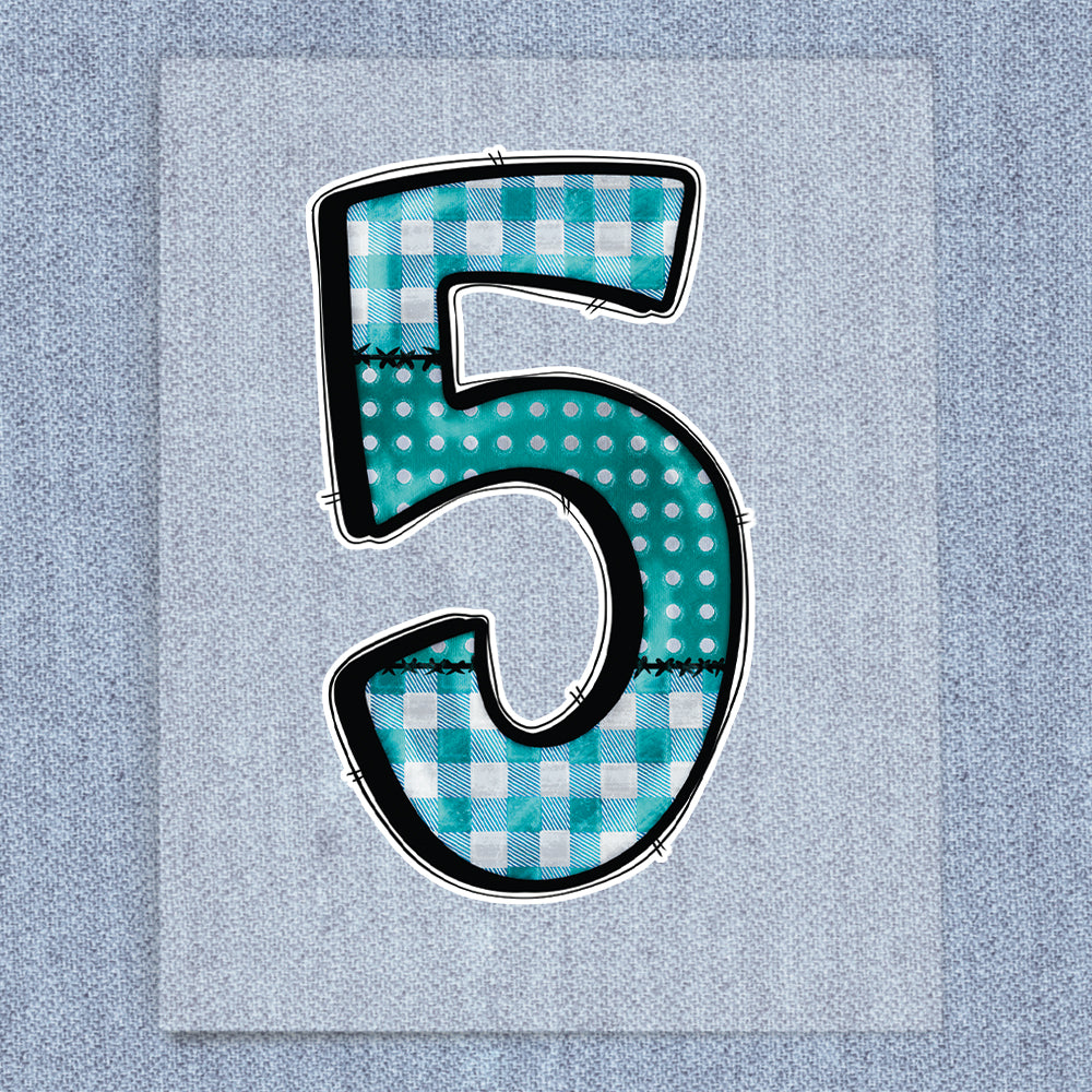 5 Teal Plaid & Polka Dot