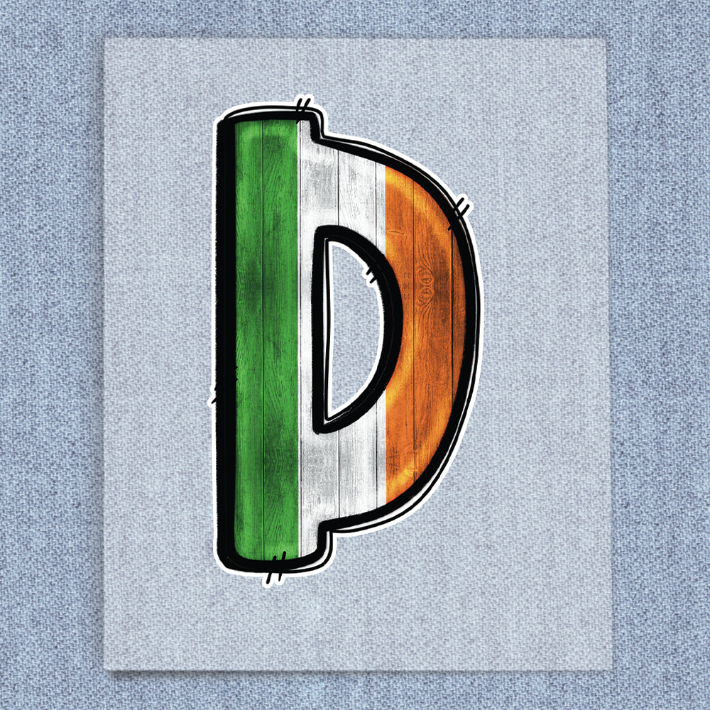D Green, White & Orange Stripes