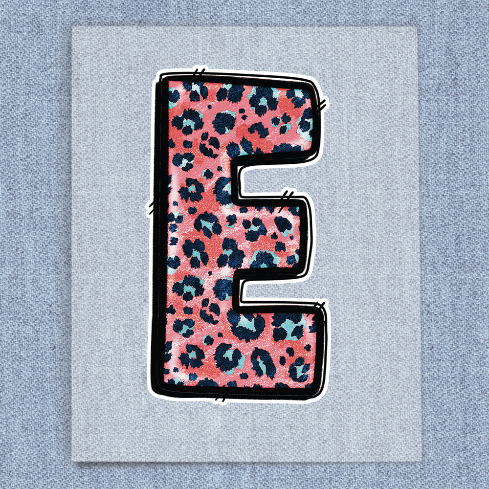 E Black, Teal & Orange Leopard