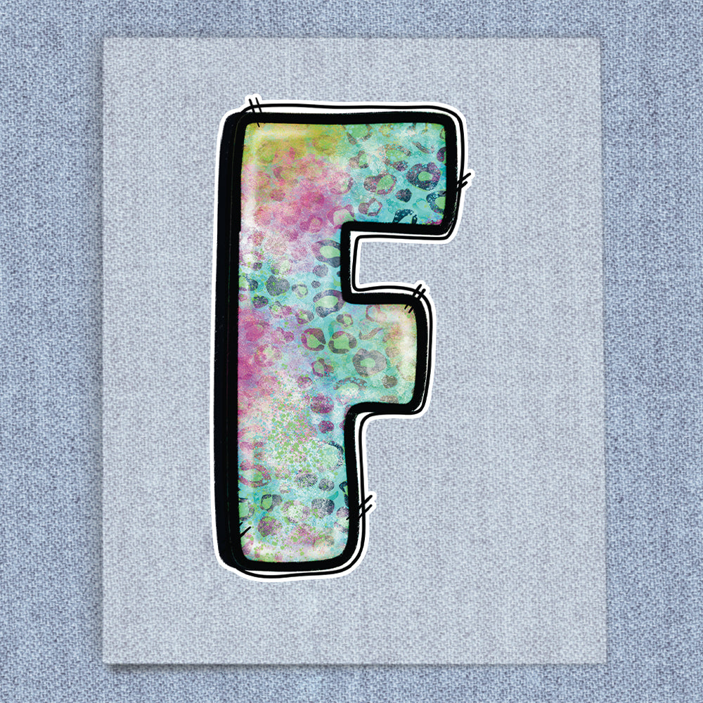 F Pink, Blue & Green Leopard