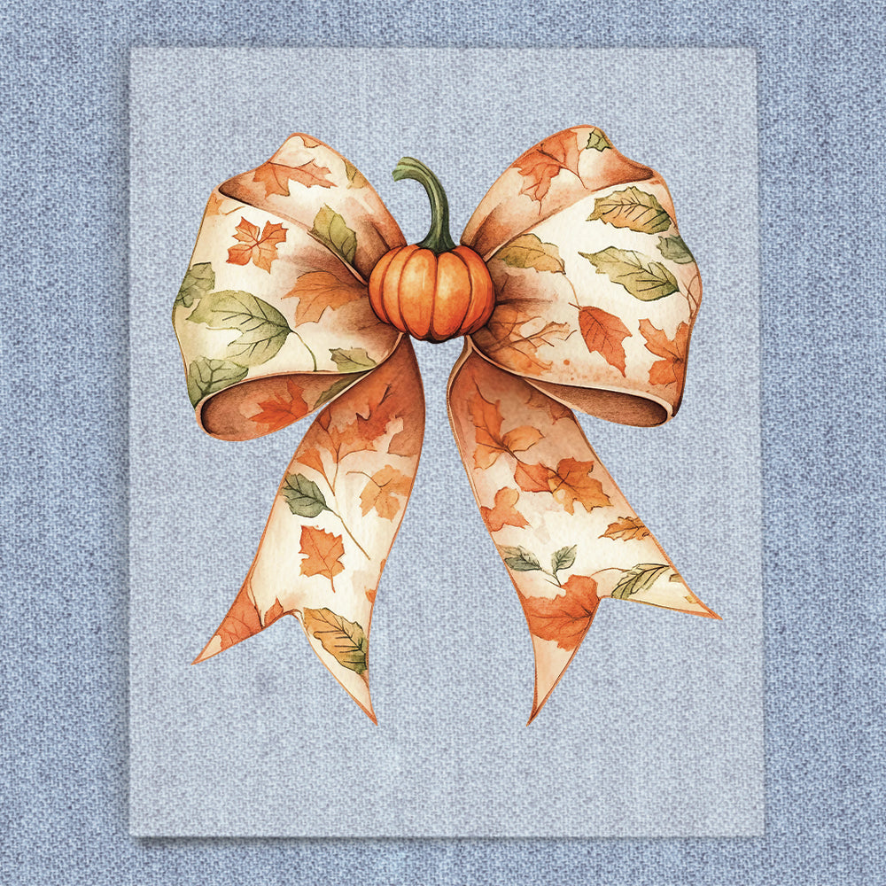 Fall Pumpkin & Leaves Coquette Bow
