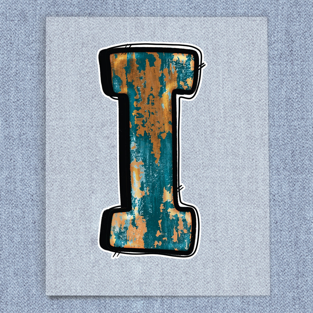 I Blue Worn Paint