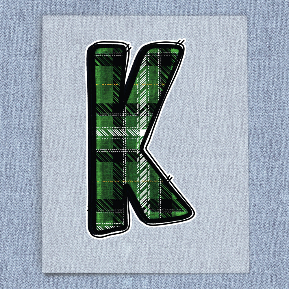K Green, Black & White Plaid