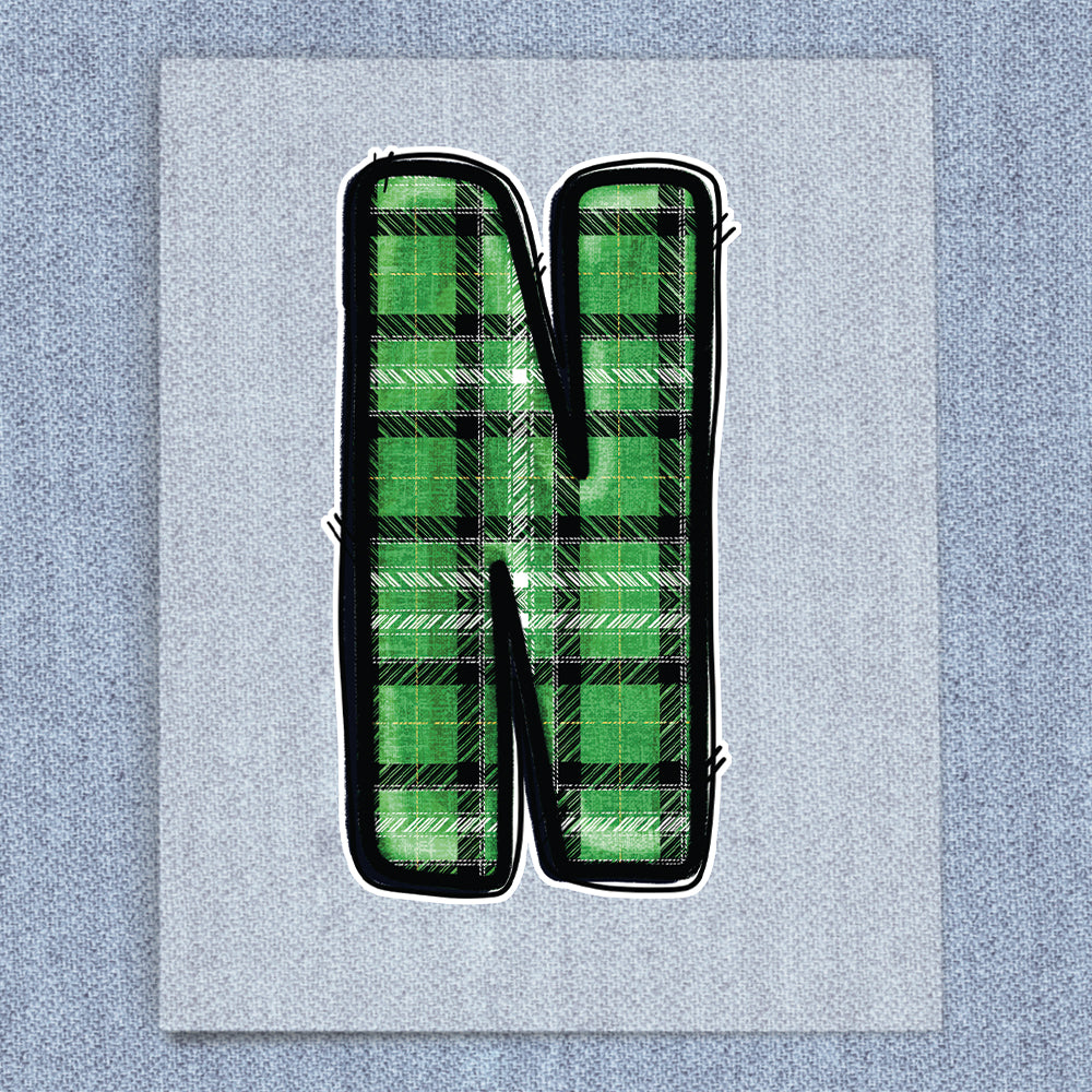 N Green, Black & White Plaid