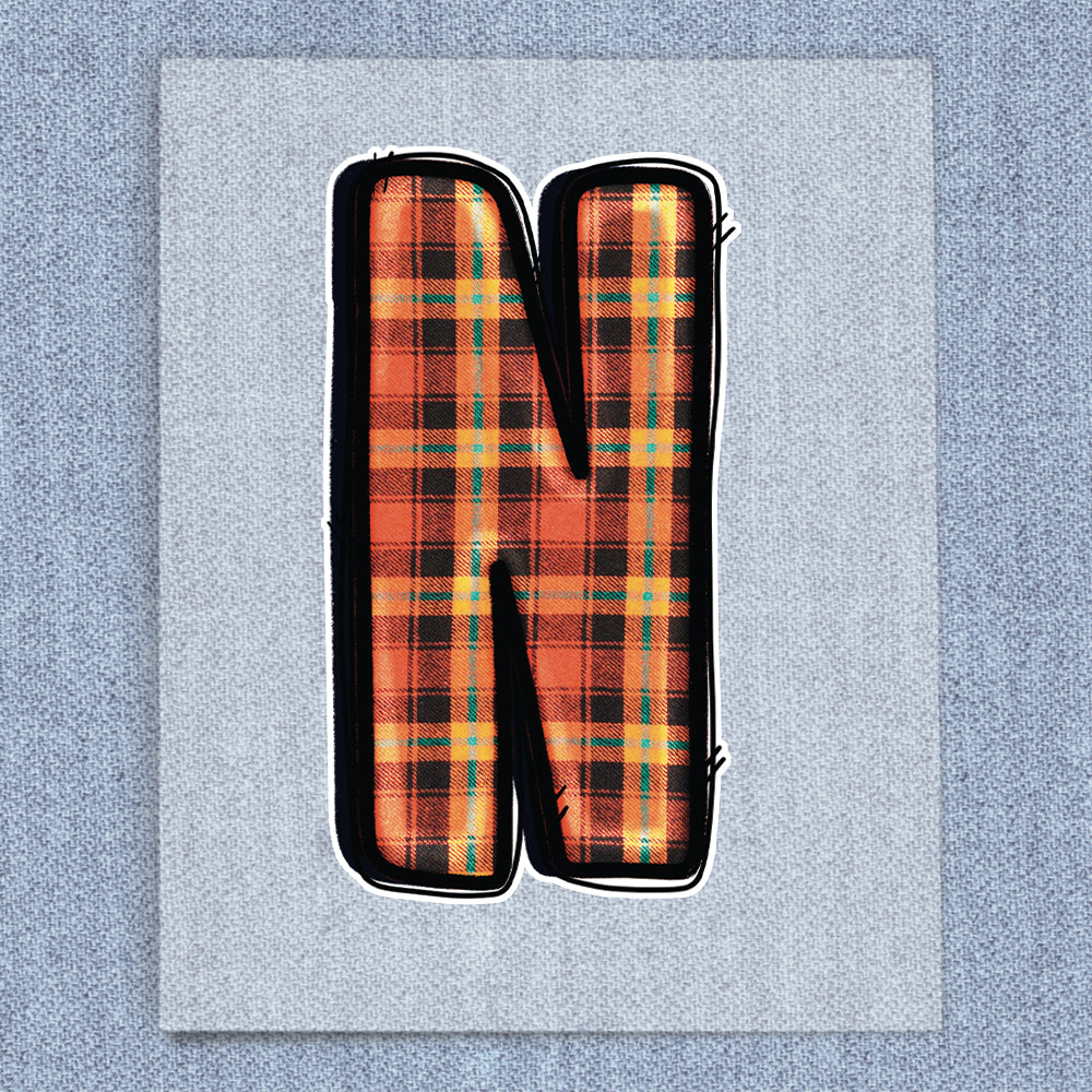 N Orange, Black & Teal Plaid