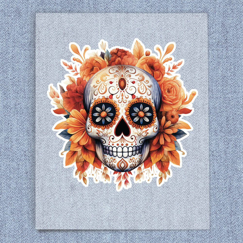 Orange Flower Skull