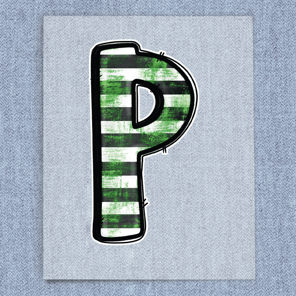 P Black & White Stripes With Green