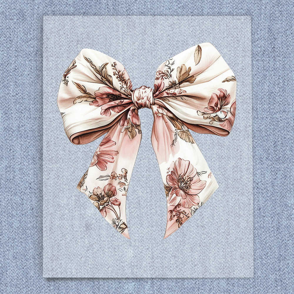 Pastel With Pink Flowers Coquette Bow