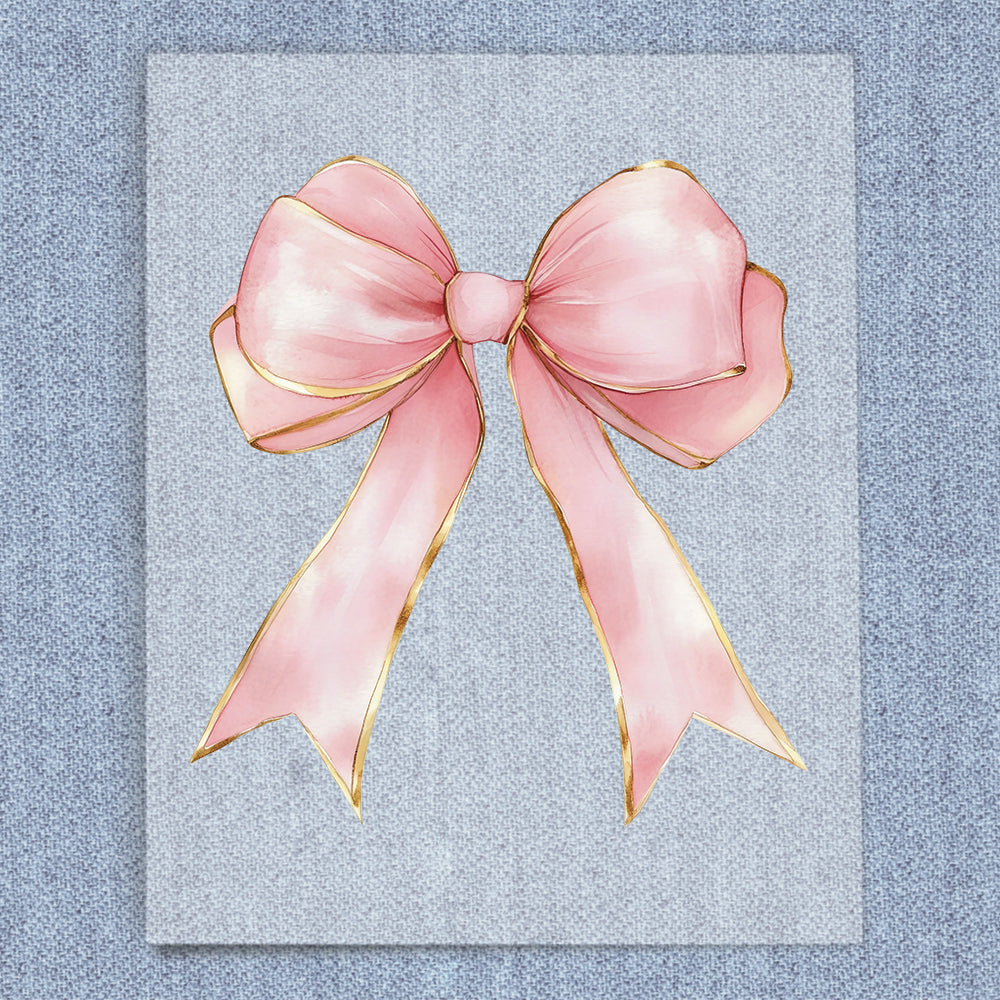 Pink With Gold Outline Coquette Bow