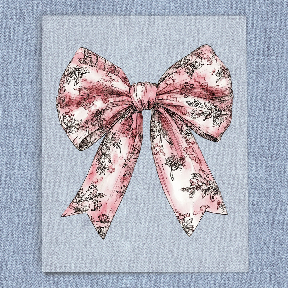 Pink & Black Flowers Coquette Bow