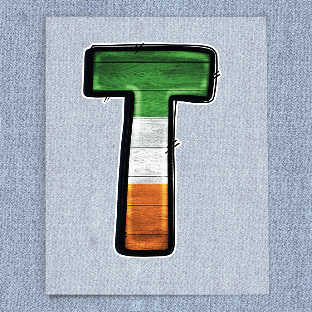 T Green, White & Orange Wood Look