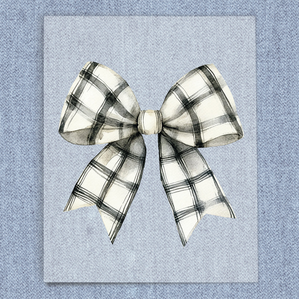Tan & Black Plaid Coquette Bow