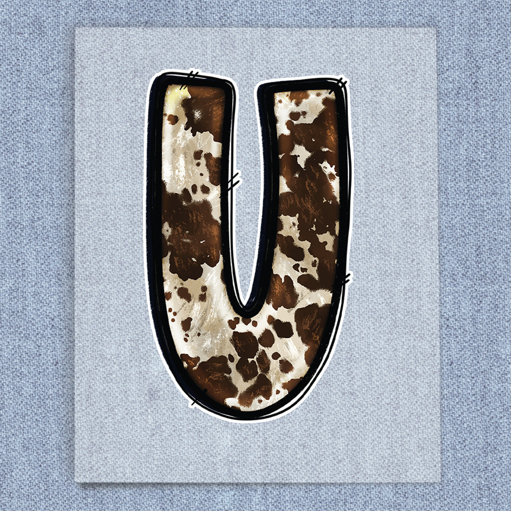 U Brown & Cream Cow Hide