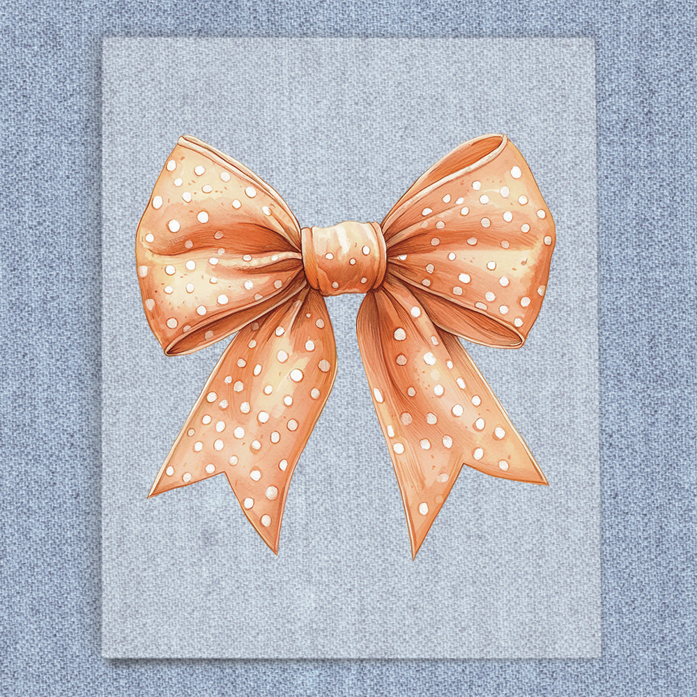 Watercolor Orange Polka Dots Coquette Bow