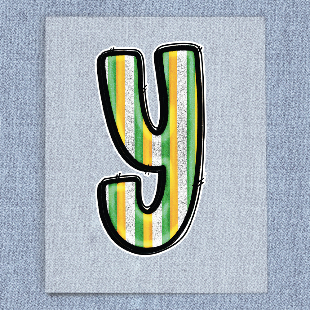 Y Green, Yellow & Glitter Vertical Stripe