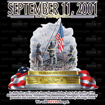 9-11-2001 Never Forget | American Pride Direct-To-Film Transfer