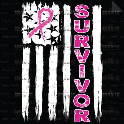 Survivor Flag | Breast Cancer Awareness Direct-To-Film Transfer