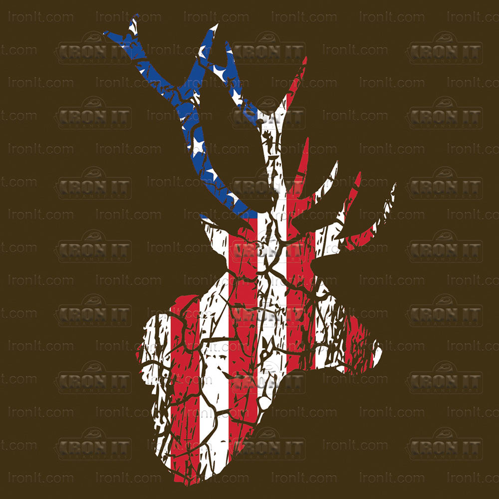 Flag Deer Distressed | American Pride Direct-To-Film Transfer