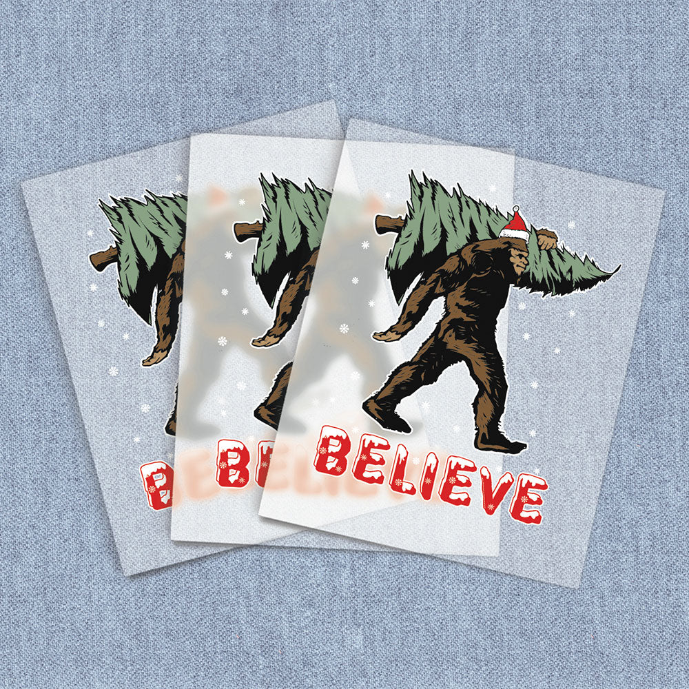 Believe Christmas Sasquatch | Humor & Novelty DTF Heat Transfers