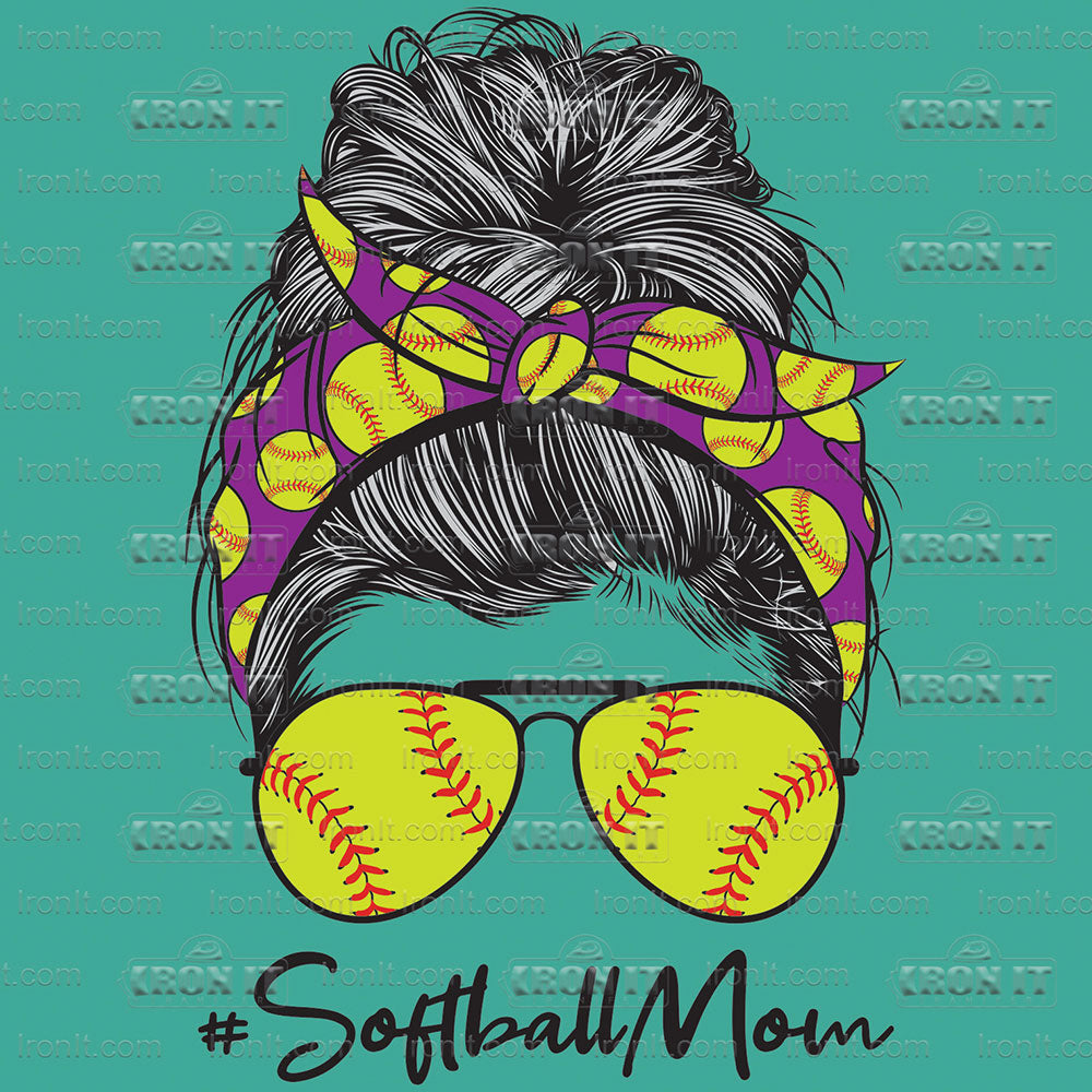 Softball Mom Bun | Mom Life Bun Direct-To-Film Transfer