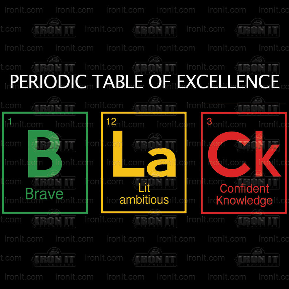 Periodic Table of Excellence | African-American Culture Direct-To-Film Heat Transfers