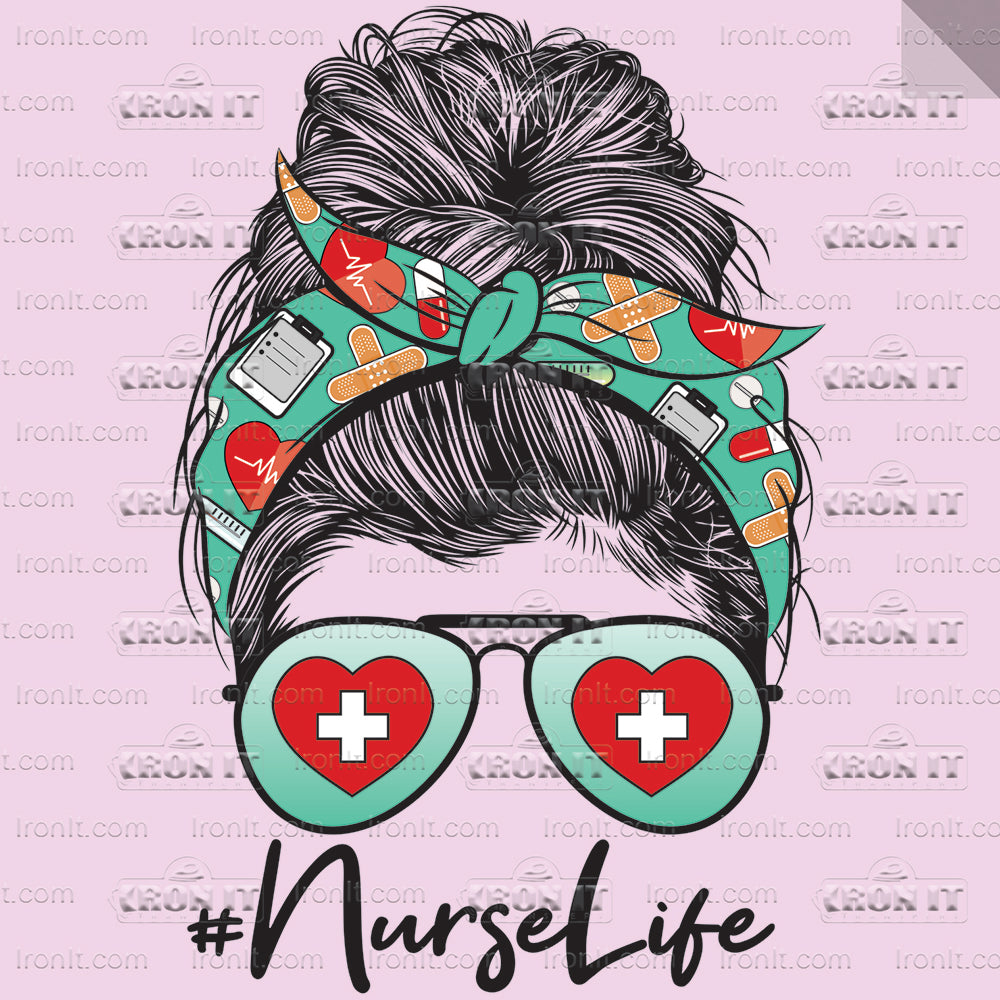 Nurse Life | Mom Life Bun Direct-To-Film Transfer