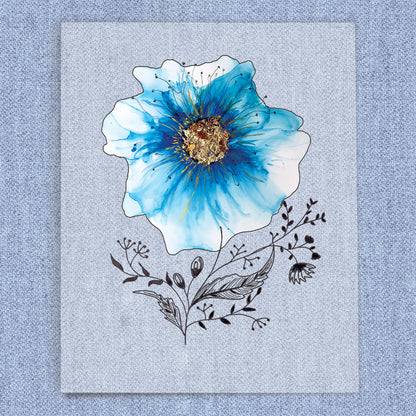 Abstract Blue Flower- Metallic