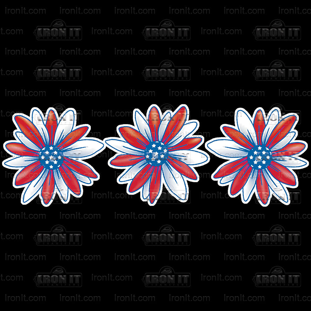 Red, White & Blue Flowers, Country & Floral | American Pride Direct-To-Film Transfer