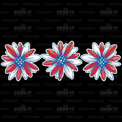 Red, White & Blue Flowers, Country & Floral | American Pride Direct-To-Film Transfer