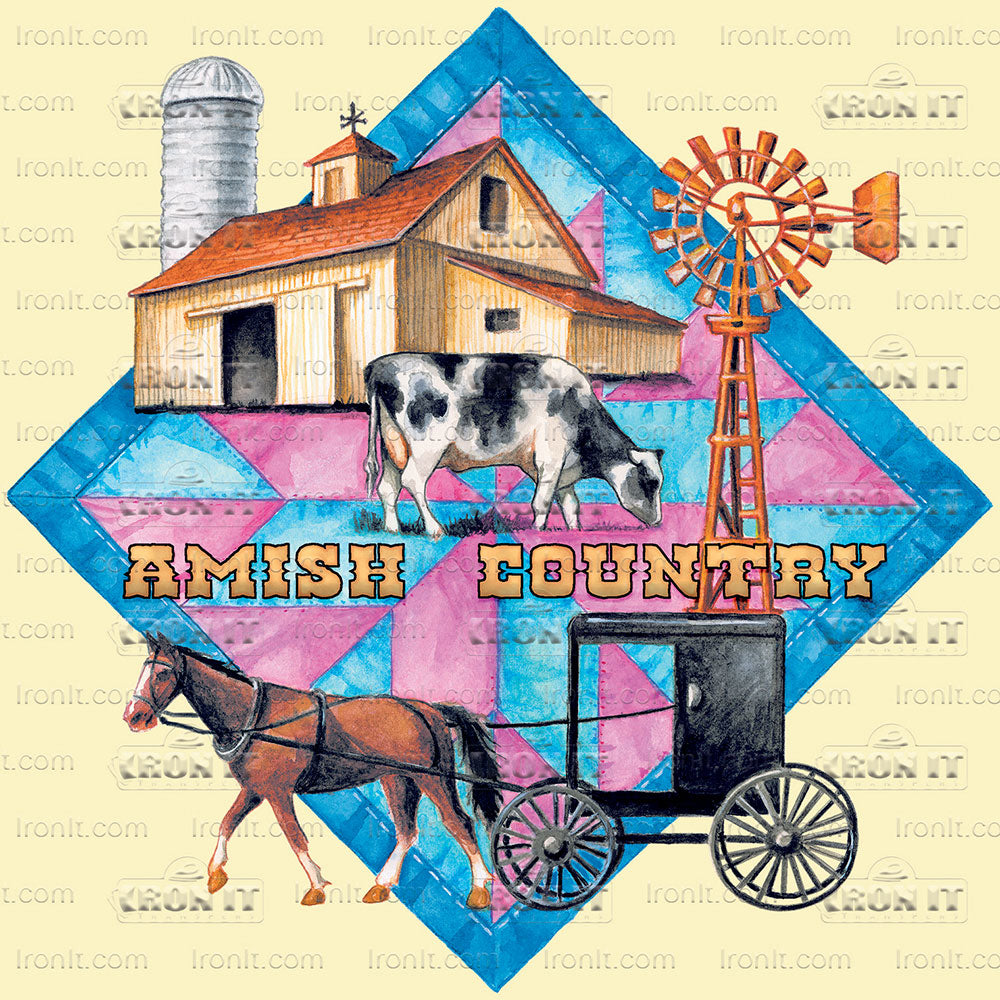 Amish Country Mural | Country & Floral Direct-To-Film Transfer