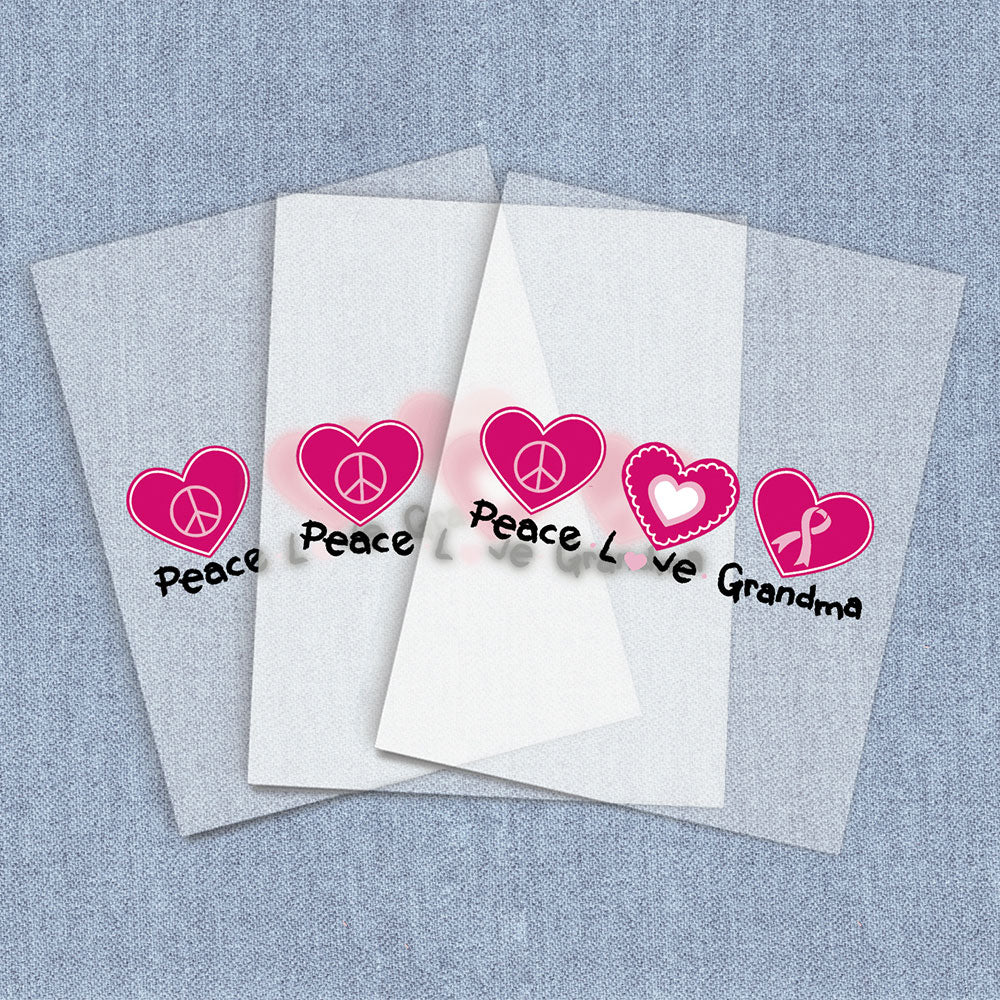 Peace Love Grandma | Breast Cancer Awareness DTF Heat Transfers