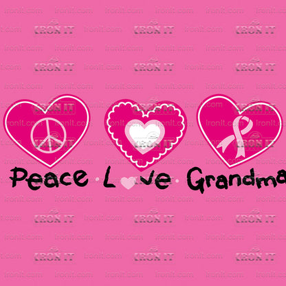 Peace Love Grandma | Breast Cancer Awareness Direct-To-Film Transfer