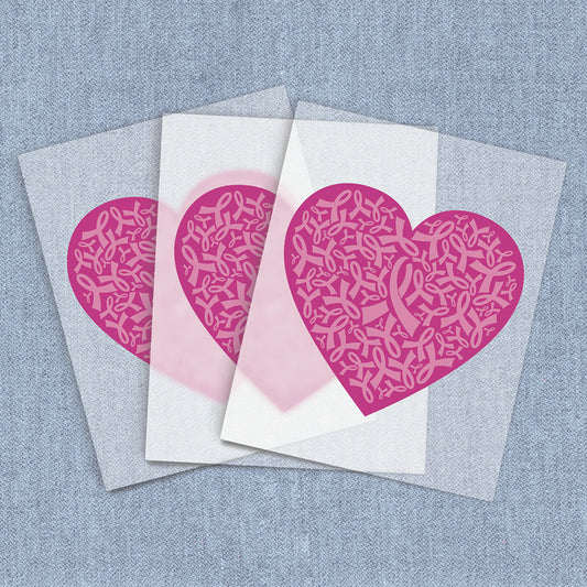 Ribbon Heart | Breast Cancer Awareness DTF Heat Transfers