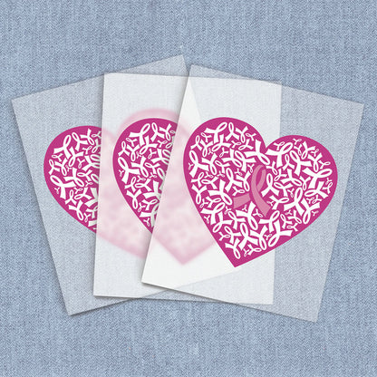 Ribbon Heart | Breast Cancer Awareness DTF Heat Transfers