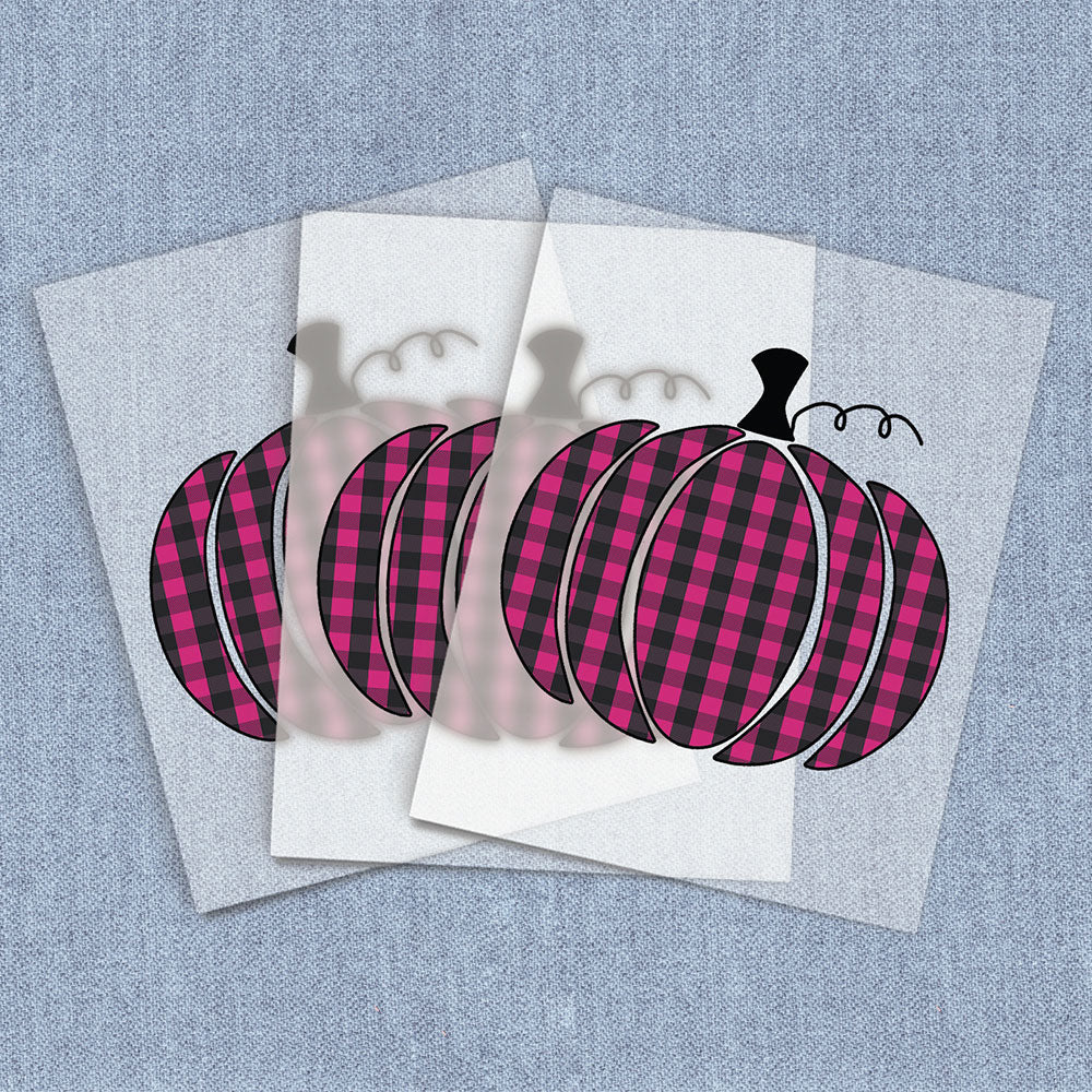 Pink Plaid Pumpkin | Fall DTF Heat Transfers