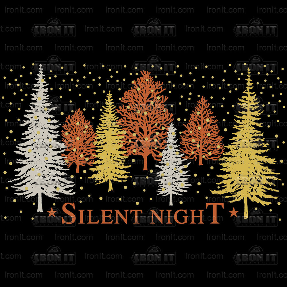 Silent Night Pines | Seasonal, Christmas Direct to Film Heat Transfers